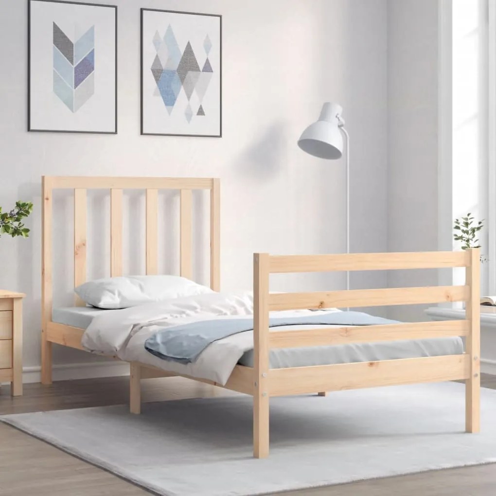 3193756 vidaXL Cadru de pat cu tăblie single, lemn masiv