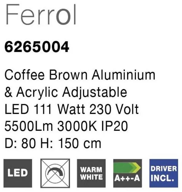 Lustra moderna suspendata, diametru 80cm, LED Ferrol NVL-6265004