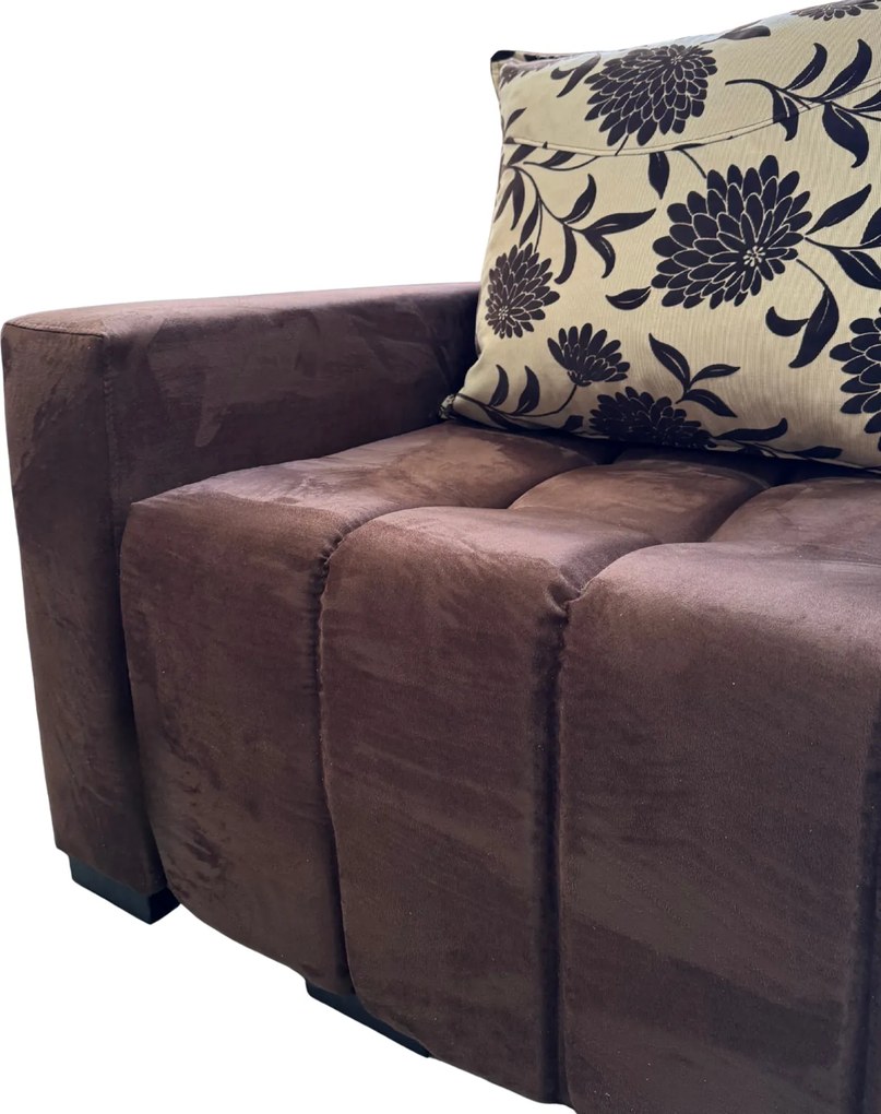 Canapea ZARA extensibila, 3 locuri, cu lada de depozitare, stofa suede maro si bej , 220x95x80 Maro + Bej, Stofa Suede