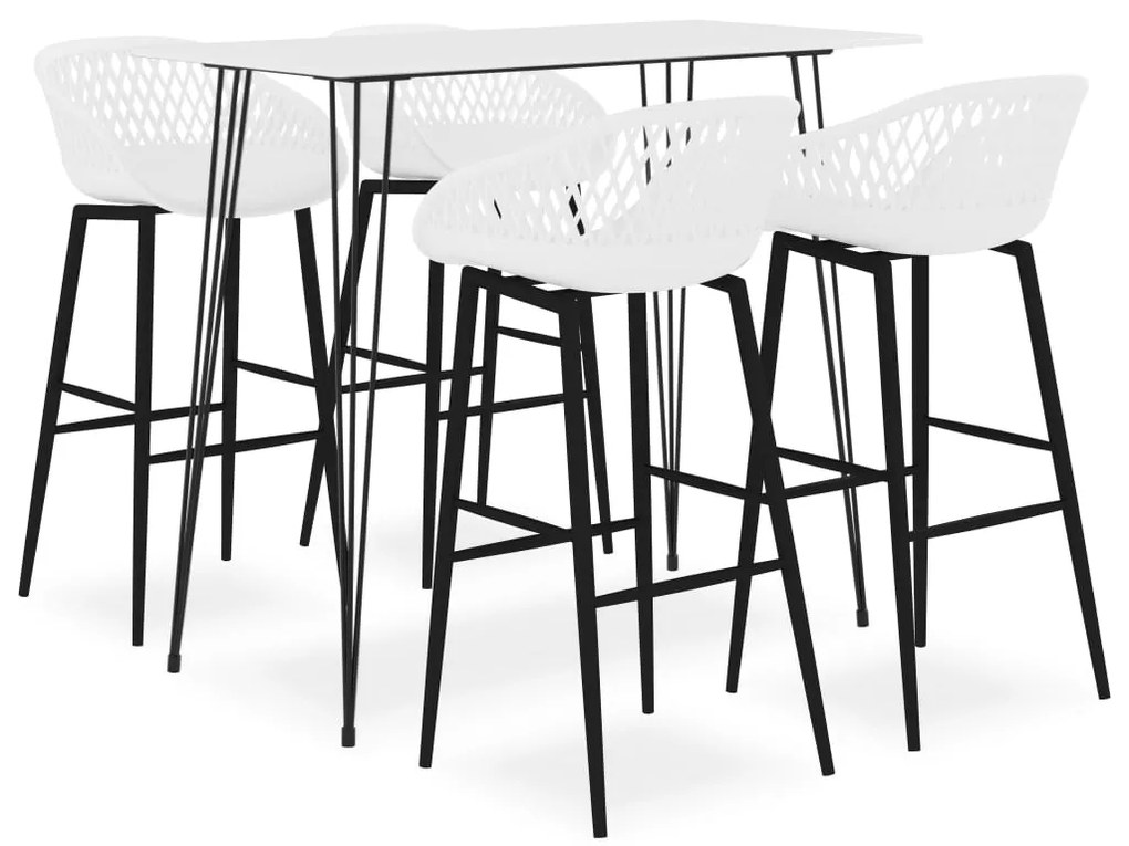 vidaXL Set mobilier de bar, 5 piese, alb