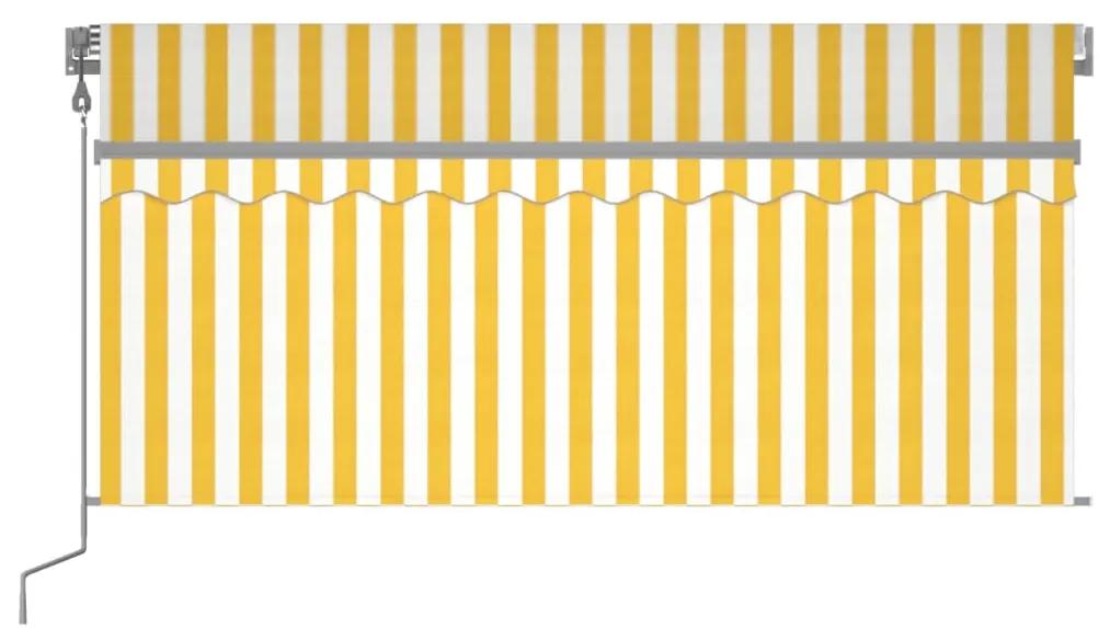 Copertina retractabila automat cu stor, galben  alb, 3x2,5 m Galben si alb, 3 x 2.5 m