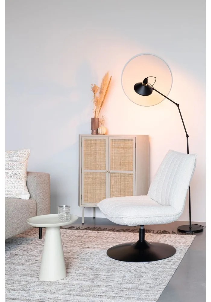 Fotoliu alb cu tapițerie din stofă bouclé Jax – White Label