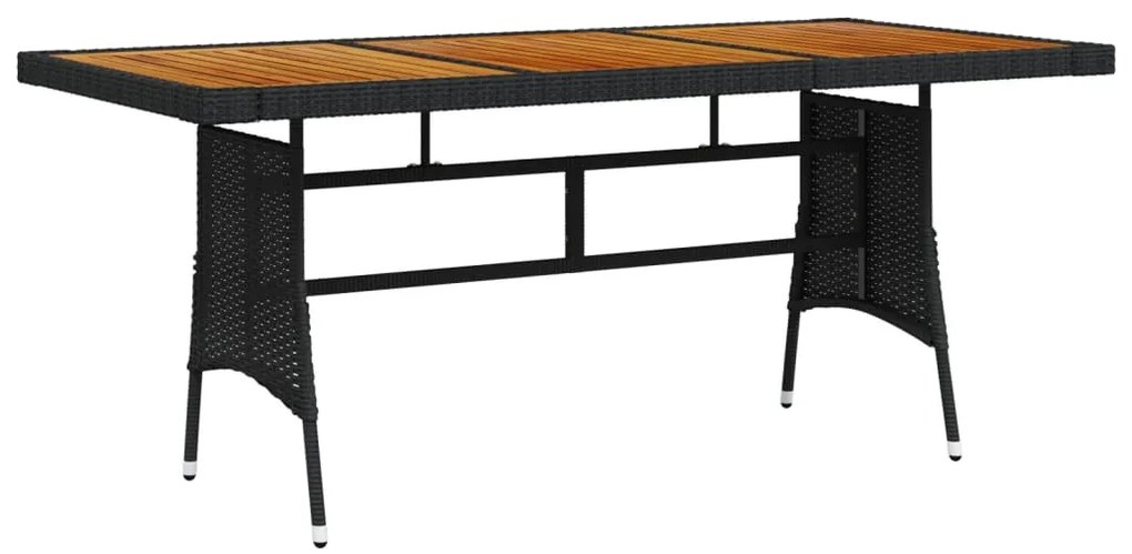 vidaXL Masă de grădină negru 160x70x72 cm poliratan/lemn masiv acacia