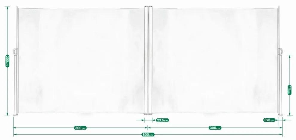 Markiză laterală pentru terasă 200×600 cm - antracit
