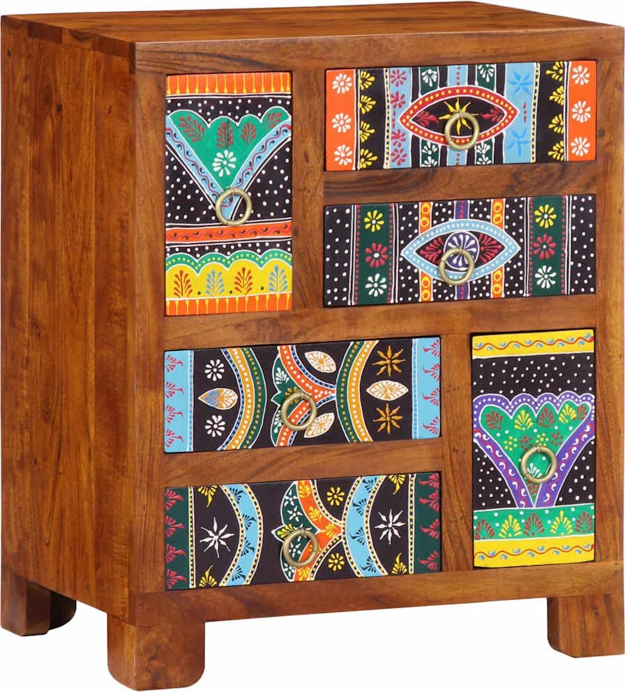 vidaXL Bufetă multicolor 50x35x60 din lemn masiv de salcâm