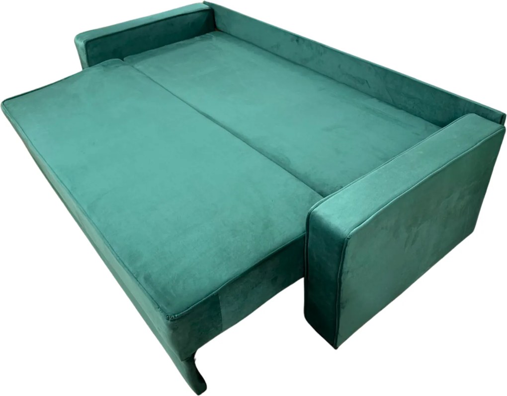 Canapea LARISA extensibila, 3 locuri, cu lada de depozitare, catifea verde smarald , 220x95x85 Verde Smarald, Catifea