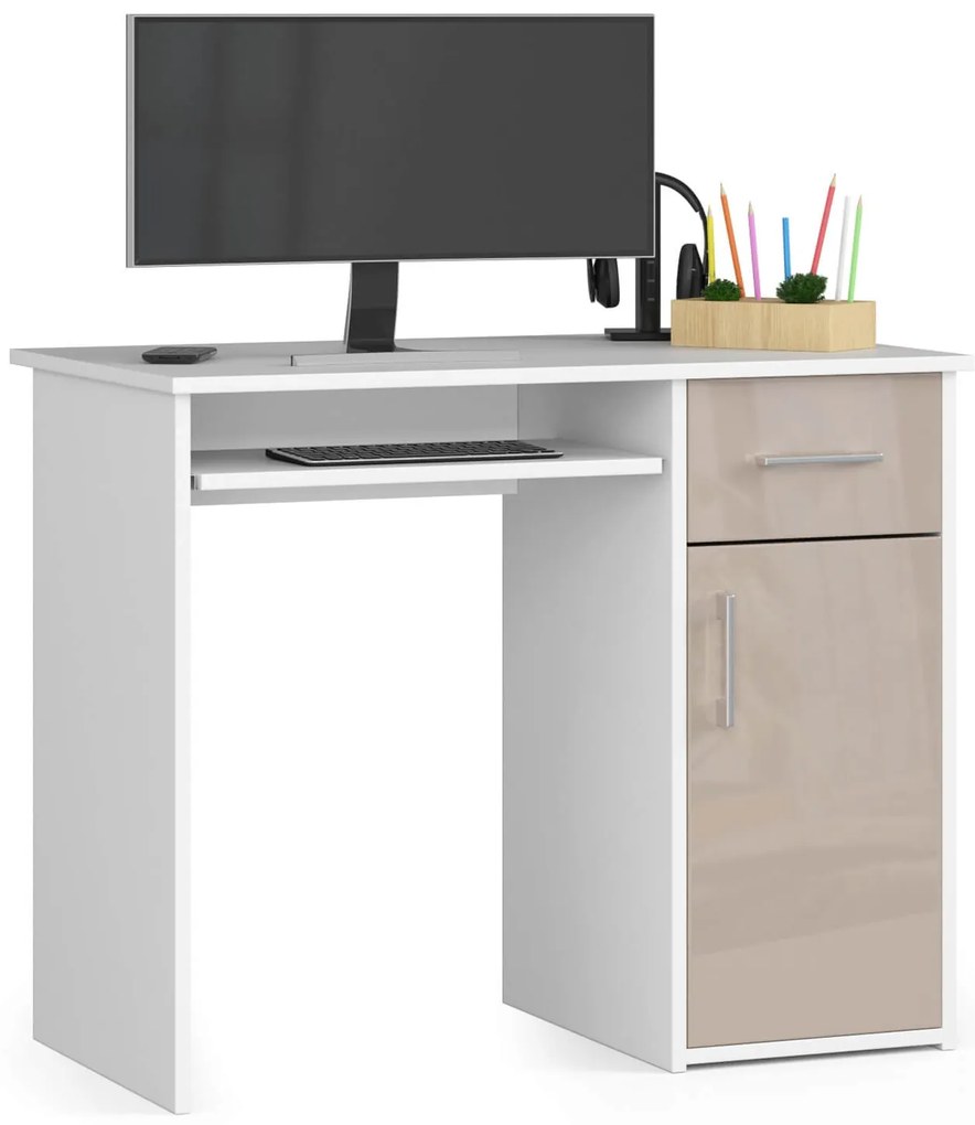 Masă PC Padma (alb + cappuccino lucios). 1068910
