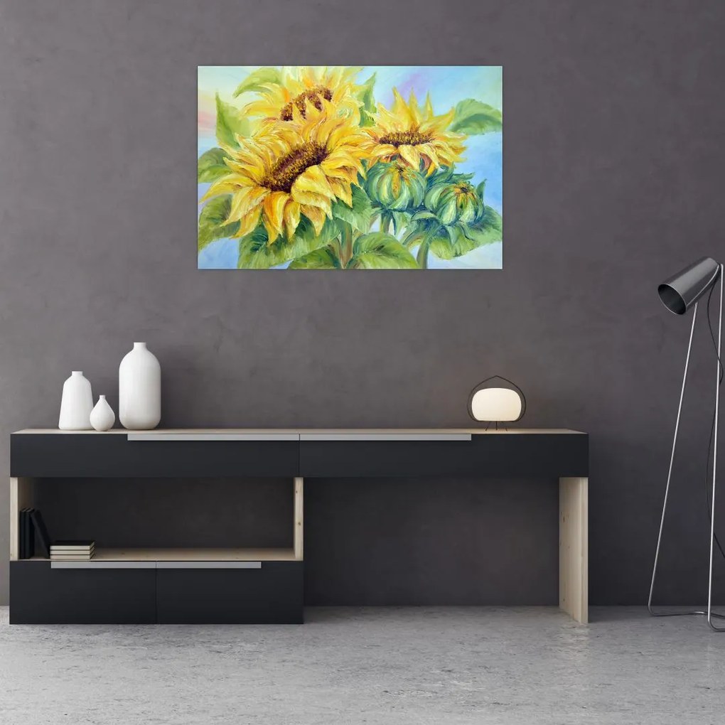 Tablou - Floarea soarelui înflorită (90x60 cm)