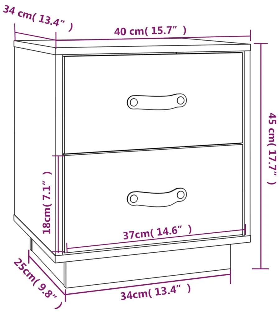 Noptiere, 2 buc., alb, 40x34x45 cm, lemn masiv de pin 2, Alb