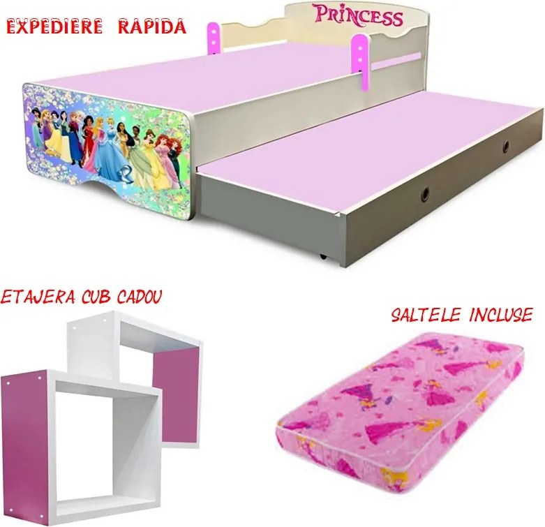 Pat copii dublu Printese cu saltele incluse