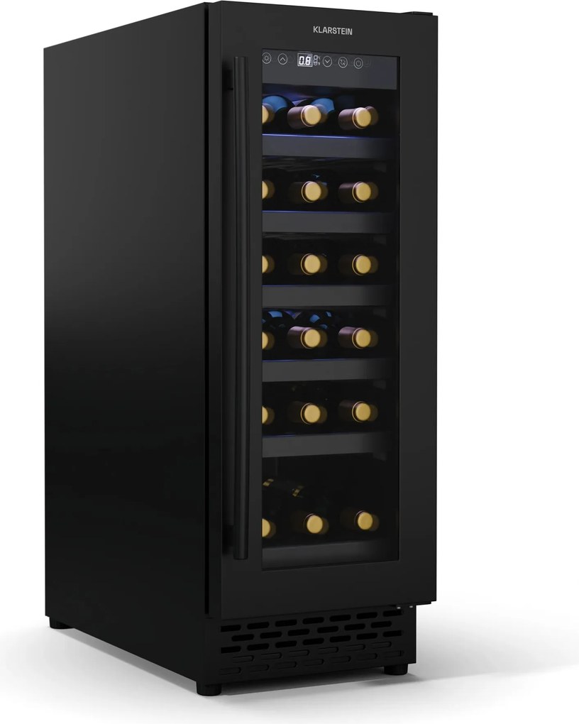 Klarstein Frigider pentru vin Vinovilla 18 Uno, 1 zonă de răcire, 18 sticle, rafturi din lemn, 5-18 °C
