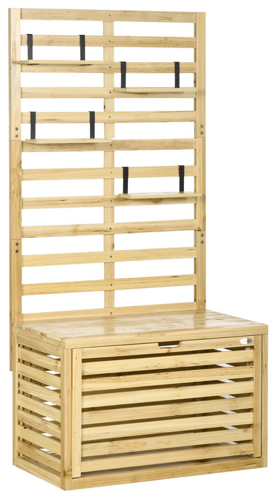 Outsunny Cutie de Depozitare cu Grilaj, 4 Rafturi Suspendate, Ușă Magnetică, Lemn Masiv, Natural, 80 x 45 x 160 cm | Aosom Romania