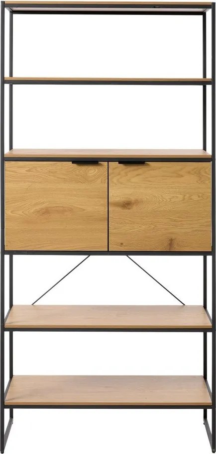 Bibliotecă în culoare naturală cu aspect de lemn de stejar 90x190x40 cm Cesura – Unique Furniture