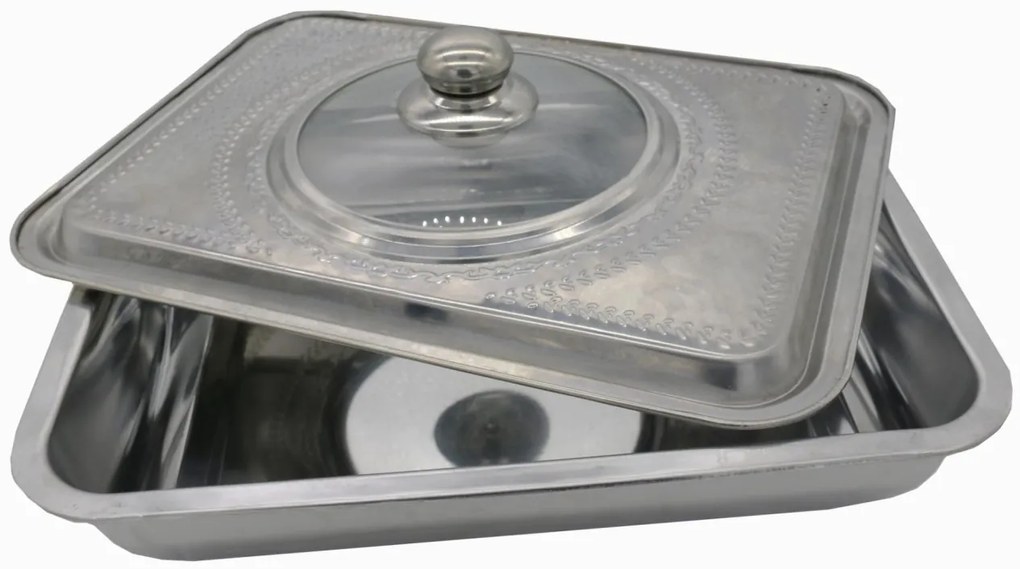 TAVA CUPTOR CU CAPAC, INOX ,35x26x7 CM
