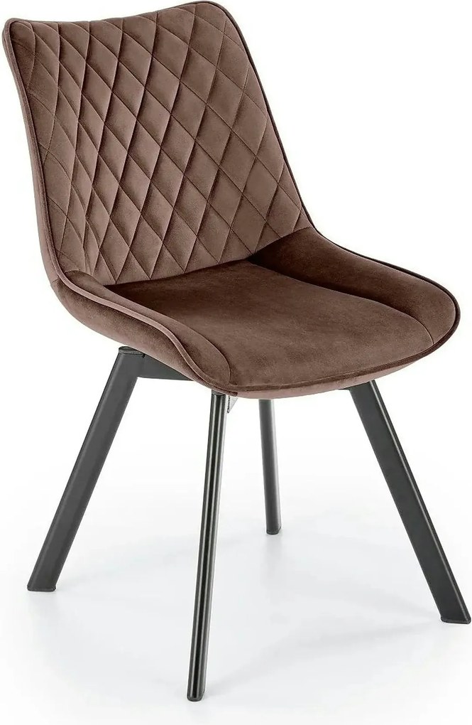 Scaun rotativ K520, maro/negru, stofa catifelata/metal, 45x63x80 cm