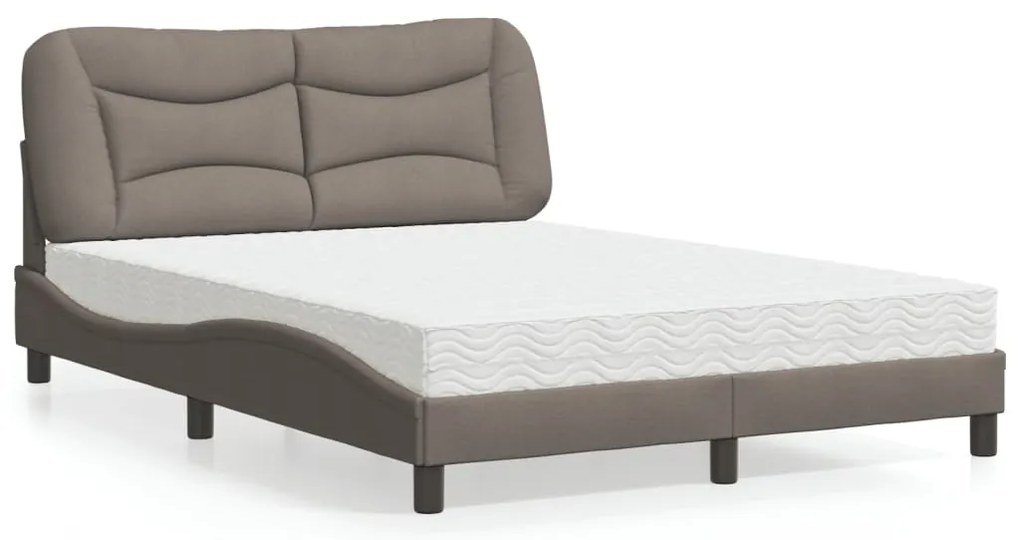 vidaXL Pat cu saltea, gri taupe, 140x200 cm, textil