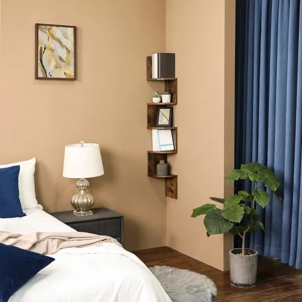 Poliță de perete de colț SNAKE, maro