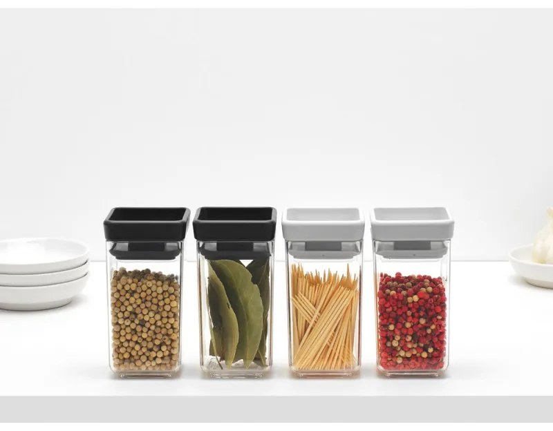 Set 2 borcane pentru condimente Brabantia Tasty+ Stackable 1008884, 150 ml, Fara BPA, Capac, Transparent/Gri deschis