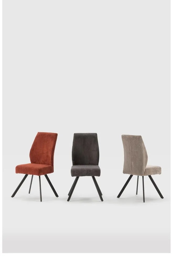 Scaune de dining gri-închis 2 buc. din catifea reiată Anibal – Marckeric