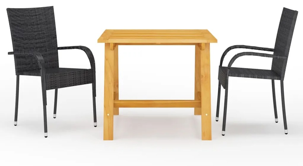 vidaXL Set mobilier de grădină, 3 piese, negru