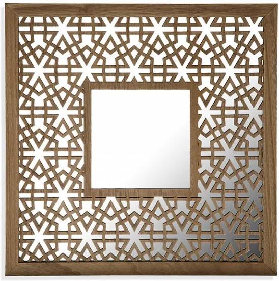 Decoratiune cu oglinda maro din MDF si metal pentru perete 41x41 cm Square Wall Mirror Versa Home
