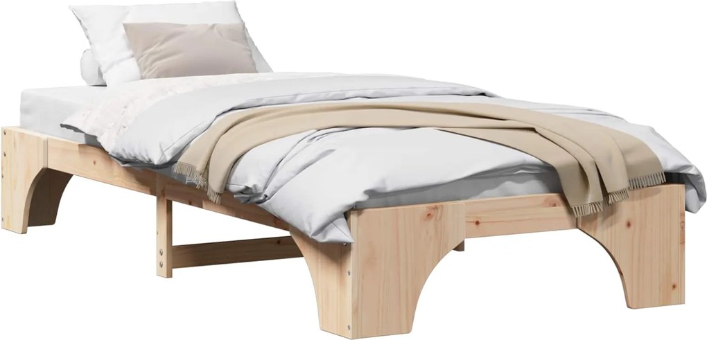 vidaXL Cadru de pat natural 80 x 200 cm Lemn de pin masiv