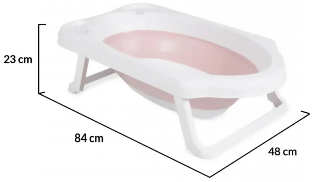 Cadita pliabila premium pentru bebelusi si copii NOVOKIDS™ Hawaiian Folding Tub, Cu stender si accesorii de baie, Dimensiuni 84x48x23 cm, Supapa