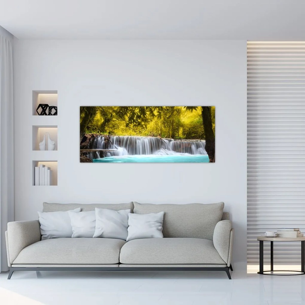 Tablou - Cascadă, cu culori strălucitoare (120x50 cm)