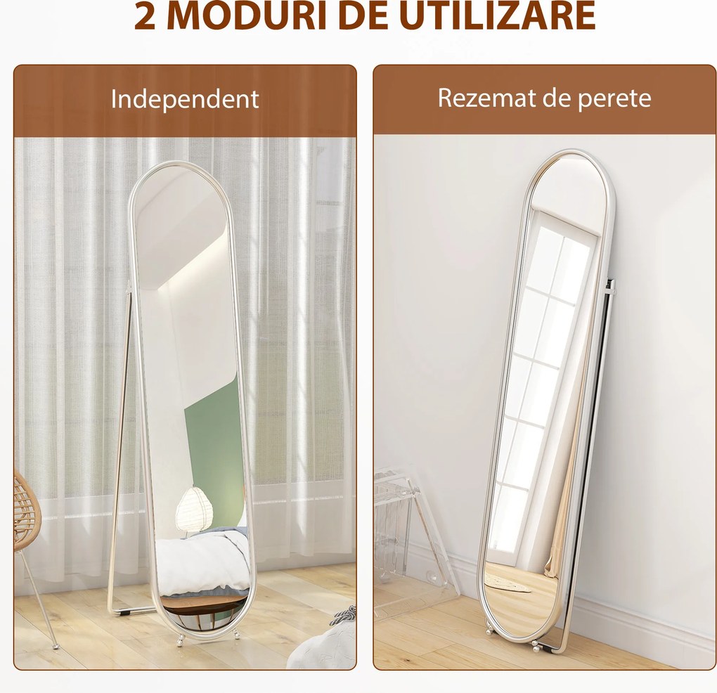HOMCOM Oglindă Ovală Aurie Înaltă | Aosom Romania