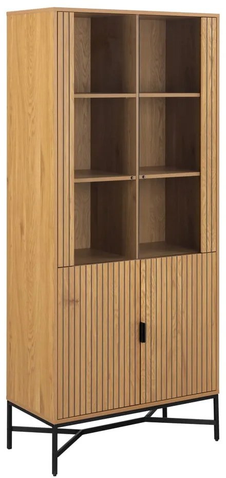 Vitrină în culoare naturală cu aspect de lemn de stejar 80x180x40 cm Jaipur – Actona