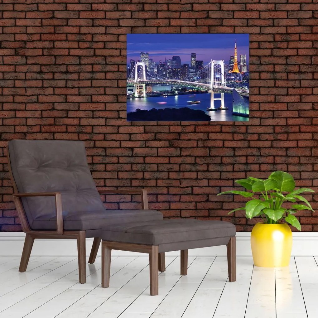Tablou pe sticlă metropolei nocture (70x50 cm)