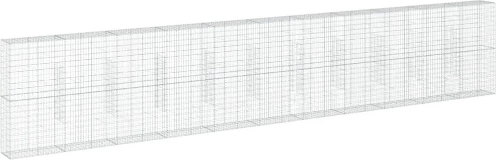 vidaXL Coș gabion cu capac, 1100x50x200 cm, fier galvanizat