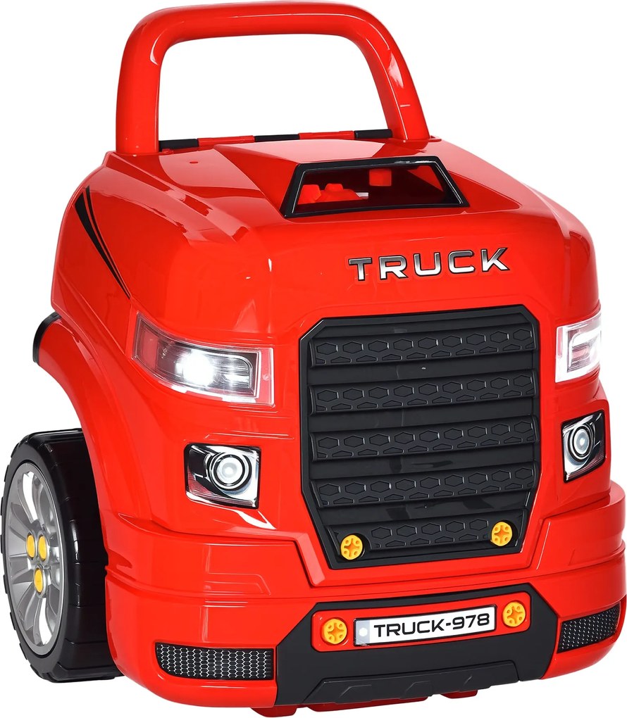 Homcom, camion de jucarie, cu functii si accesorii, 3-5 ani, rosu | Aosom Romania