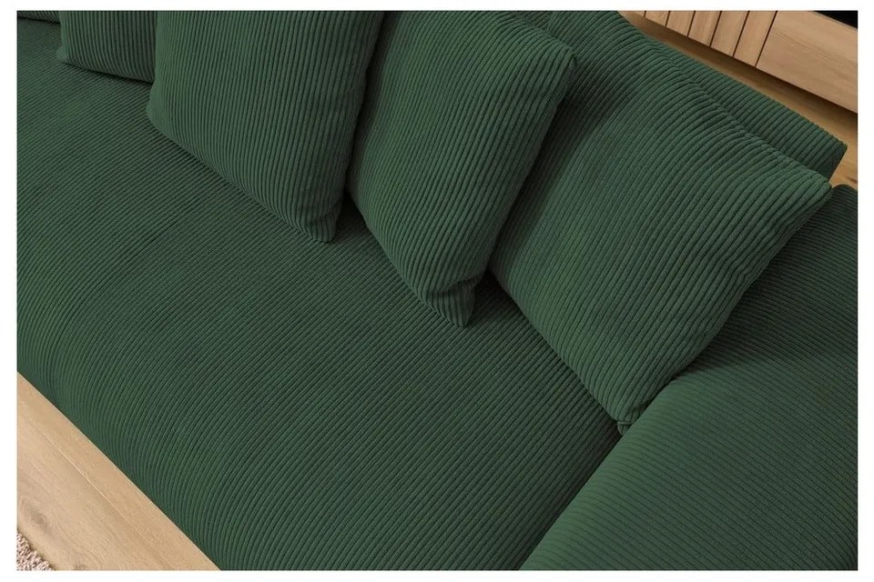 Canapea verde cu tapițerie din catifea reiată 280 cm Voltaire – Bobochic Paris