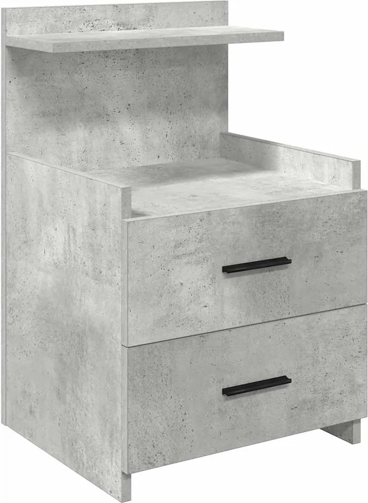 vidaXL Noptieră cu 2 sertare, gri beton, 40x36,5x62 cm