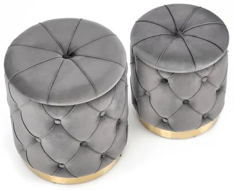 SET 2x taburet POLLY d. 40/44 cm gri/auriu