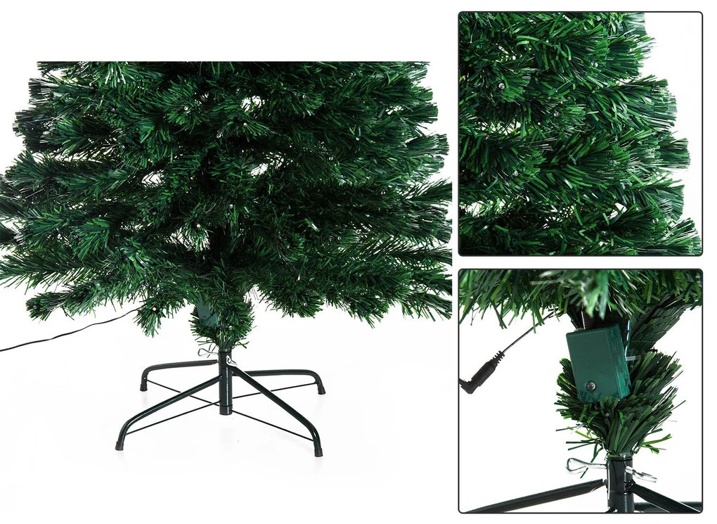 HomCom Albero di Natale Artificiale 230 Rami in PVC con Luci LED Φ82 x 180cm Verde