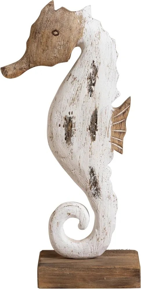 Decorațiune căluț de mare din lemn de paulownia, H44 cm