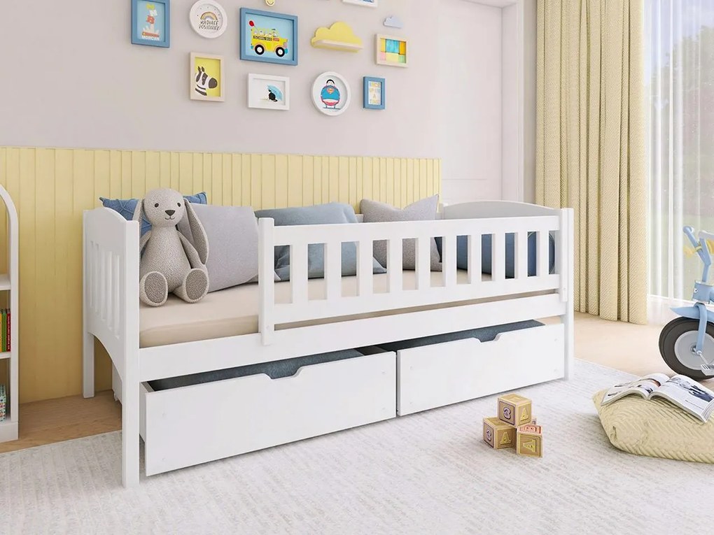 Pat pentru copii 90 cm Jerasto (Alb) (cu somieră) (cu sp. depozitare). Promo -17%. 1103328