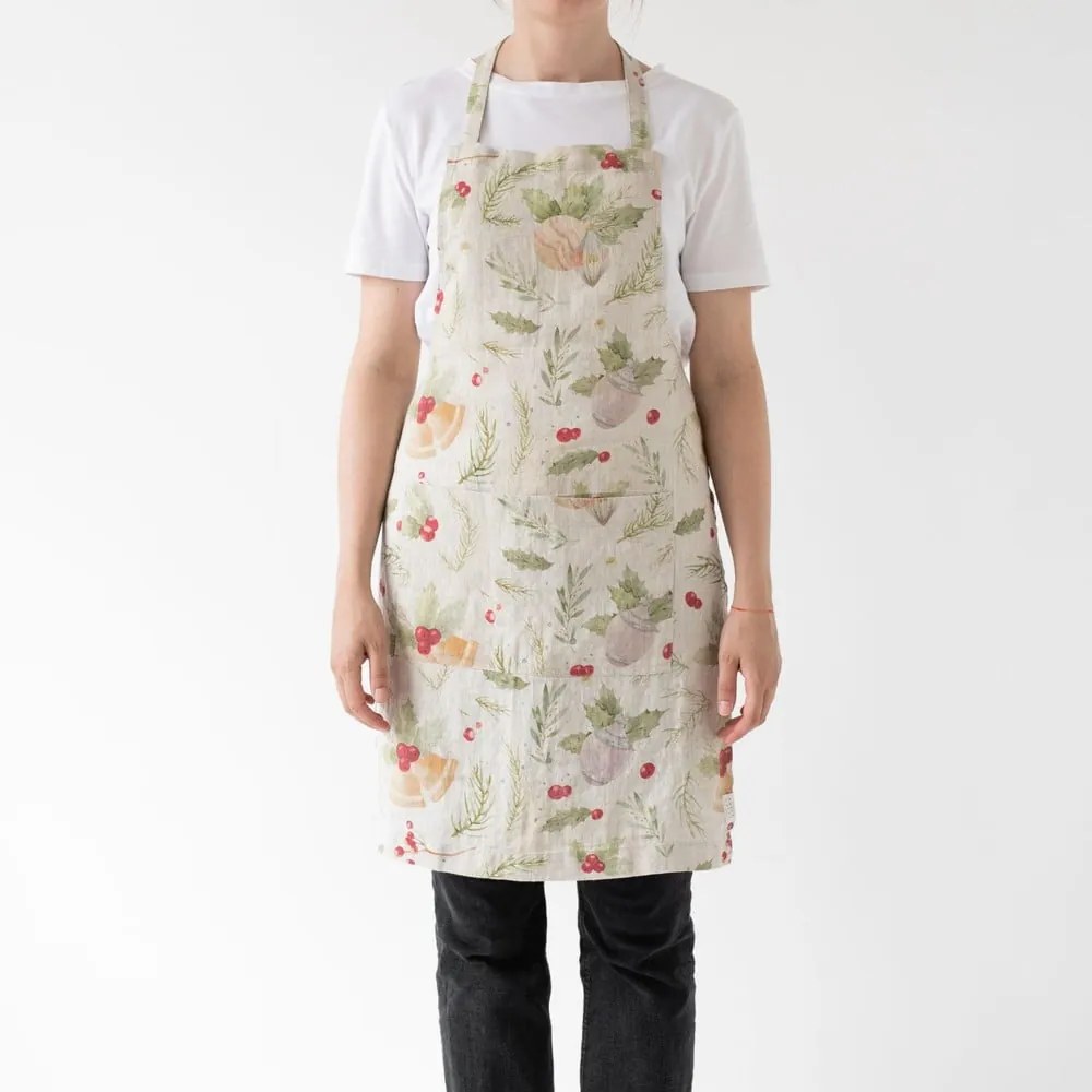 Șorț de bucătărie din in Linen Tales Daily Apron Jingle Bells 80 x 55 cm