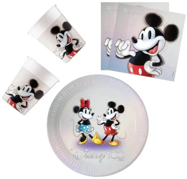 Disney Mickey Disney 100 Set de petrecere Mickey cu 36 de piese și farfurie de 23 cm
