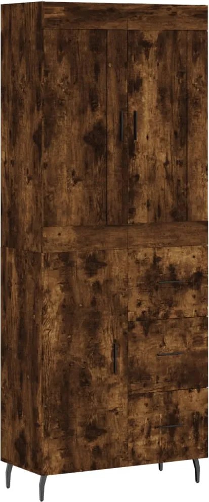 vidaXL Dulap înalt, stejar fumuriu, 69,5x34x180, lemn compozit