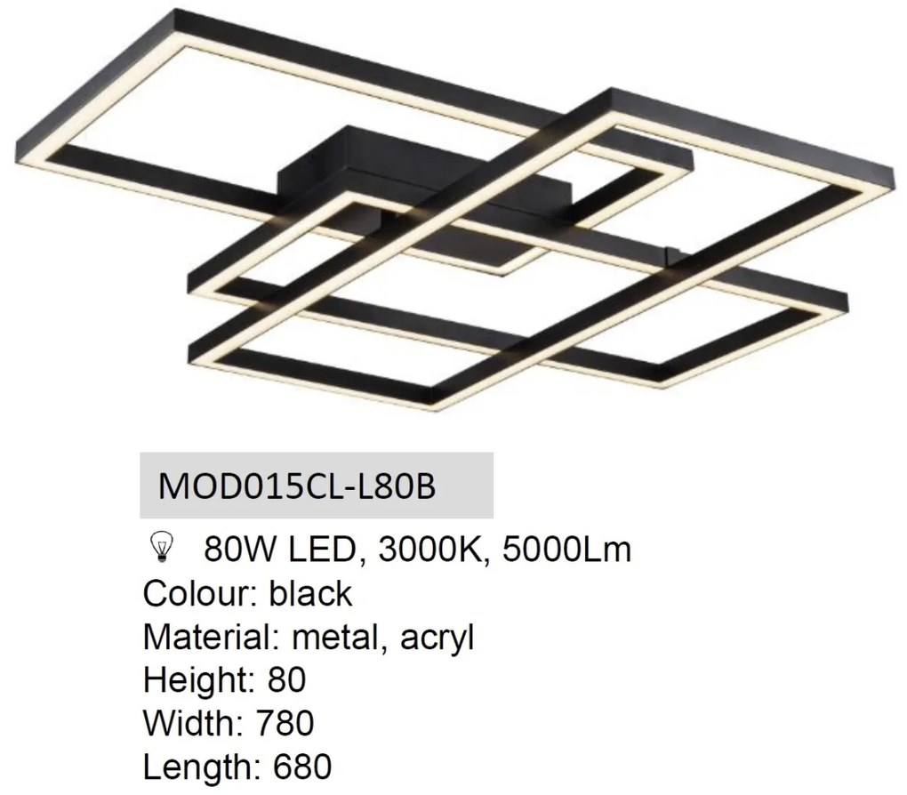 Lustra LED aplicata design modern Rida neagra MYMOD015CL-L80B