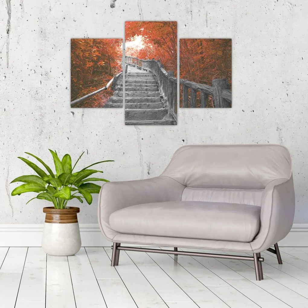 Tablou - Scări în natură, portocaliu (90x60 cm)