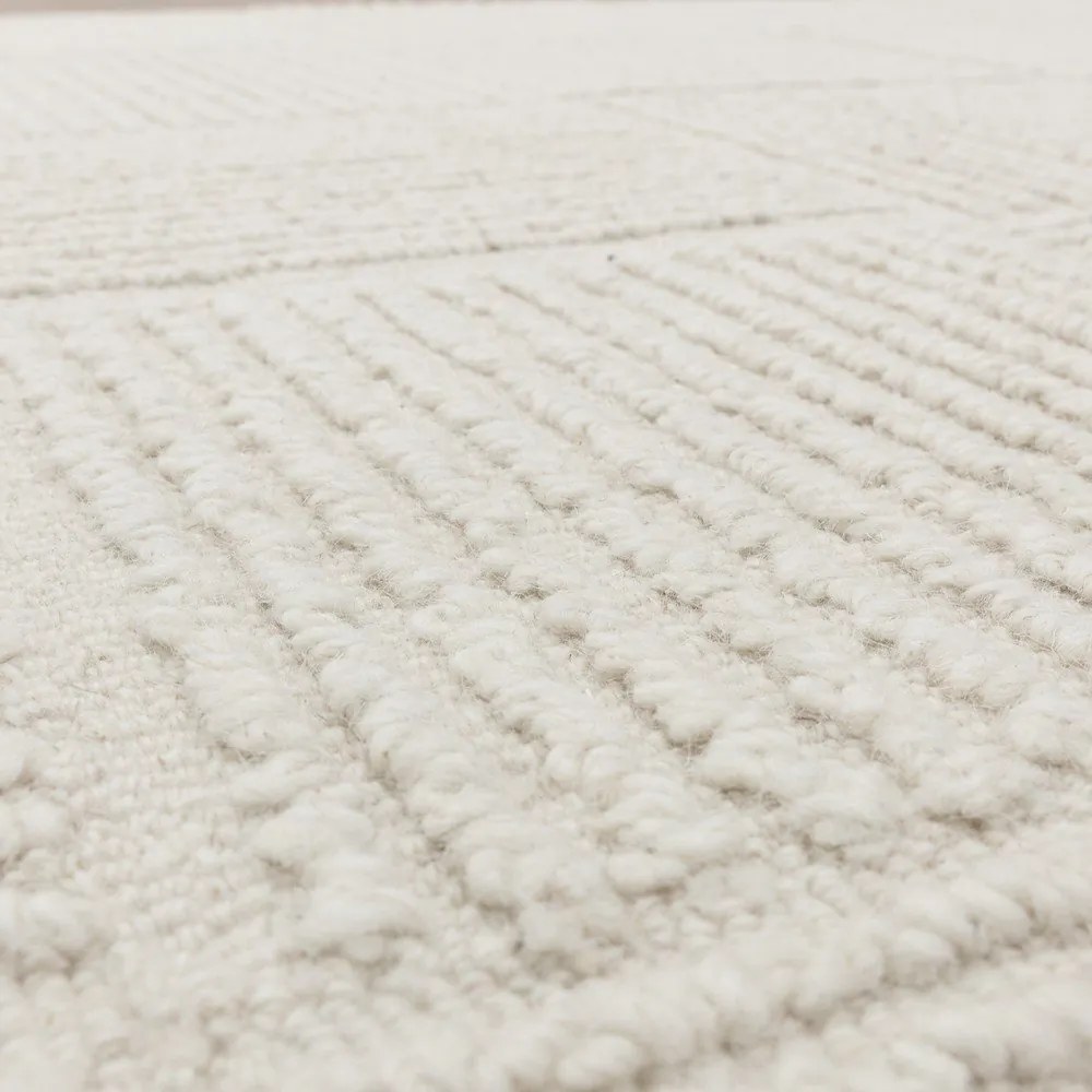 Covor fildeș țesut manual din lână 160x230 cm Zennith Grid – Asiatic Carpets