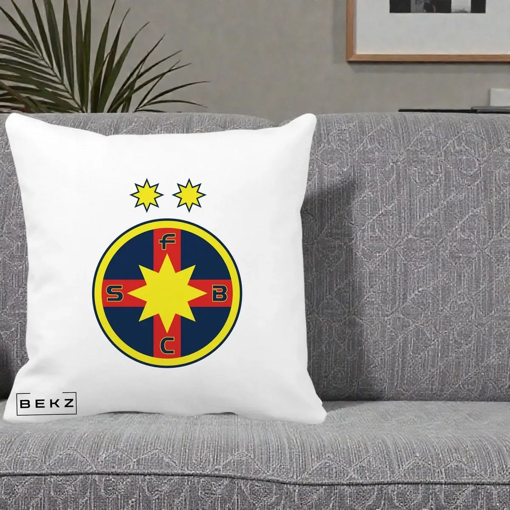 Perna Personalizata FCSB Fotbal Club Steaua Bucuresti, 40x40 cm, Alba Mata, Husa Detasabila, Perna Inclusa, BEKZ®
