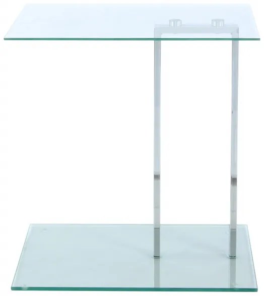 Masuta de cafea dreptunghiulara din sticla cu spatiu de depozitare Julius 45,7x35,5x48 cm transparenta/argintie