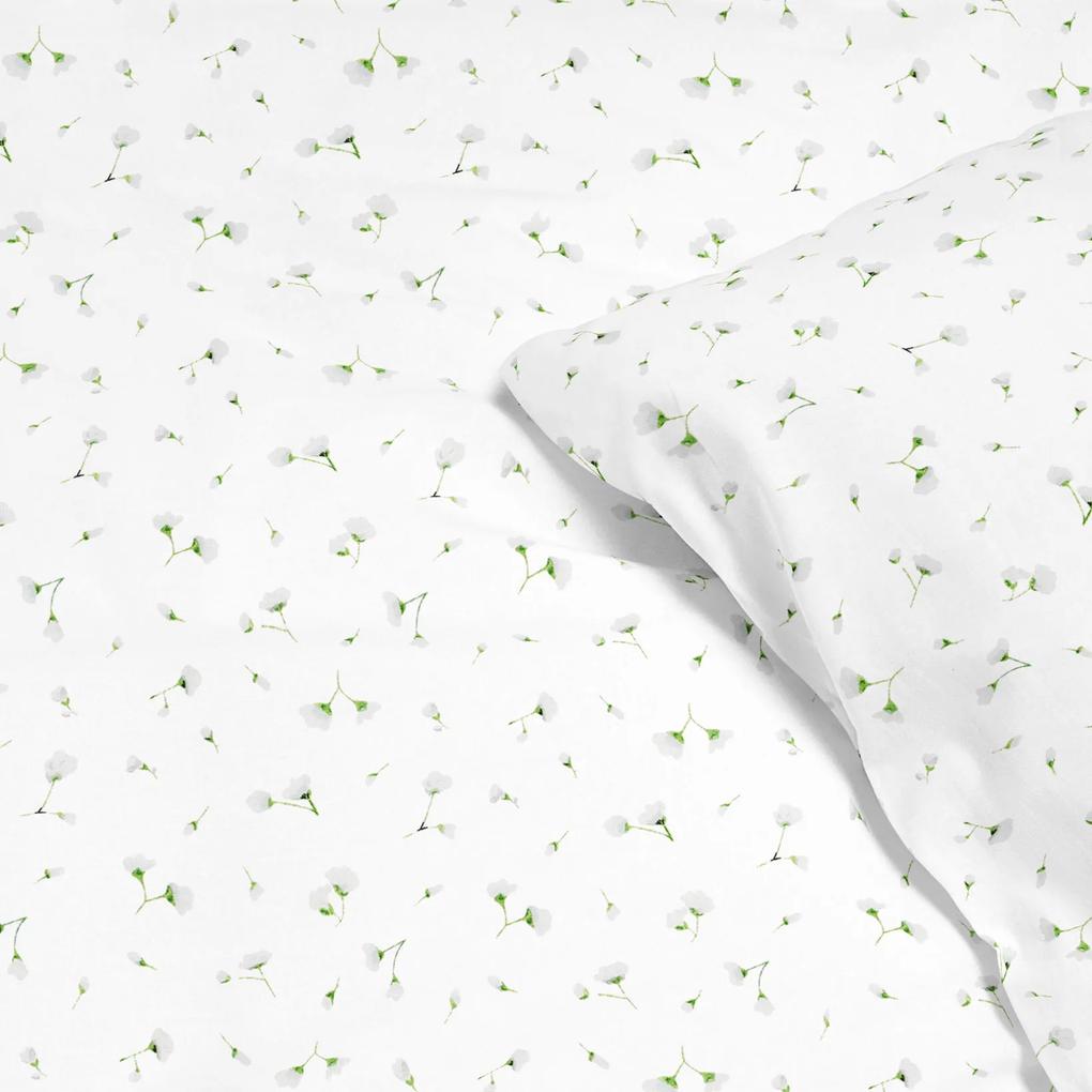 Goldea lenjerie de pat 100% bumbac - flori mici pe alb 140 x 200 și 50 x 70 cm