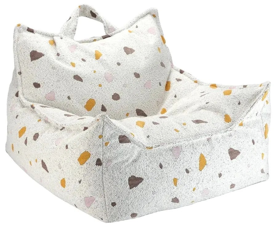 Fotoliu puf pentru copii alb cu tapițerie din țesătură bouclé/cu tapițerie din chenille Terrazzo Chair – Wigiwama