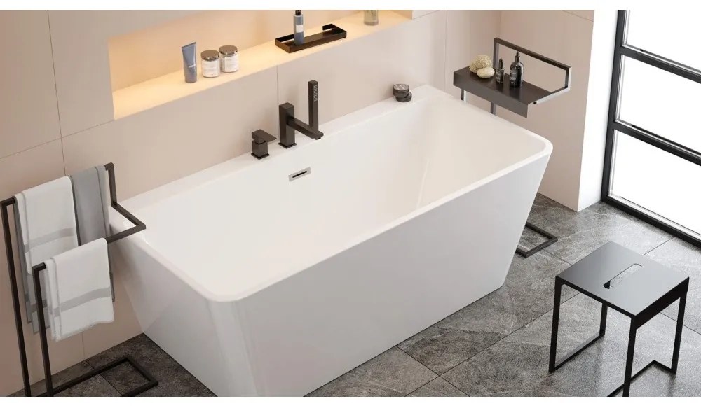 Suport freestanding Deante Mokko cu raft negru mat